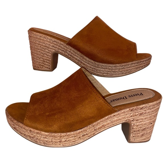 Pierre Dumas Women’s Suede Clogs Cognac/BRN and Natural Size 8-1/2* - Picture 5 of 10